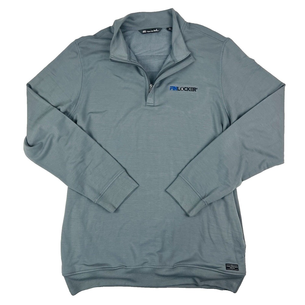 Travis Mathew Gray 1/4 Zip Embroidered Rayon Spandex‎ Pullover Mens Size XL